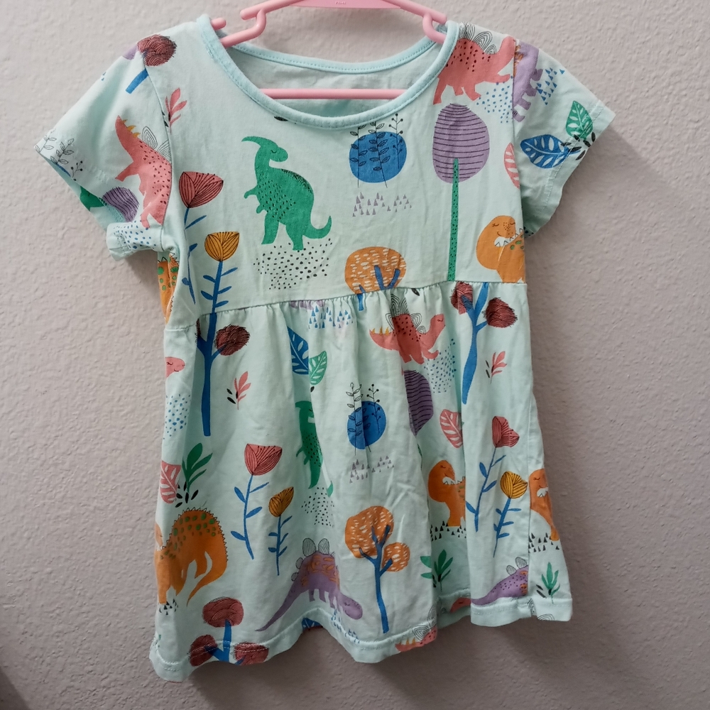 Colorful Dinosaur Print Tunic Dress